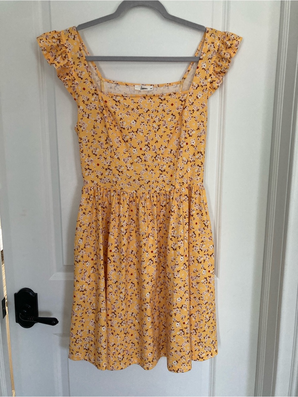 Yellow Floral Square-Neck Sundress